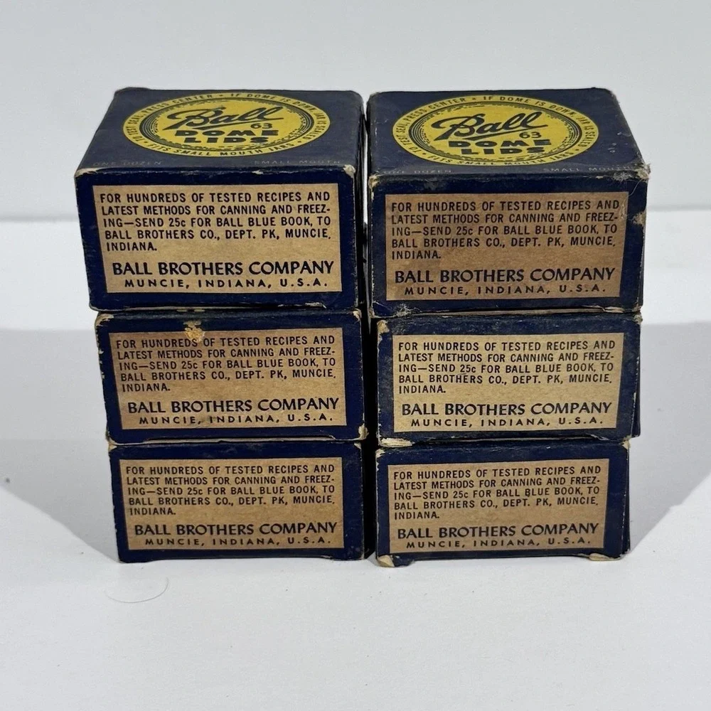 Vintage Ball 63 Dome Lids 6 Boxes Of 12 Mason Jar‎ Canning